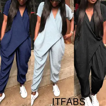 2019 New Casual Fashion Women Short Sleeve V neck Loose Clubwear Playsuit Party Jumpsuit Romper Trousers Pants
2019 New Casual Fashion Women Short Sleeve V neck Loose Clubwear Playsuit Party Jumpsuit Romper Trousers Pants