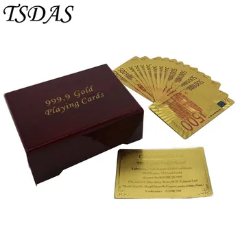 Unique 24k Gold Poker Cards Gold Plated Euro 500 Style, Euro 500 Playing Cards With Wooden Box Good New Year Gift
Unique 24k Gold Poker Cards Gold Plated Euro 500 Style, Euro 500 Playing Cards With Wooden Box Good New Year Gift