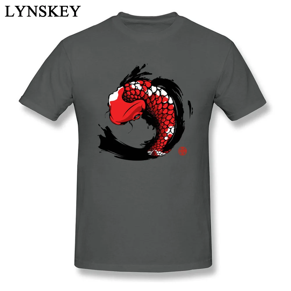 T Shirts Short Sleeve Casual Wholesale Red Koi Round Collar Cotton Men Summer Fall Tops Shirts Casual Clothing Shirt Red Koi carbon
