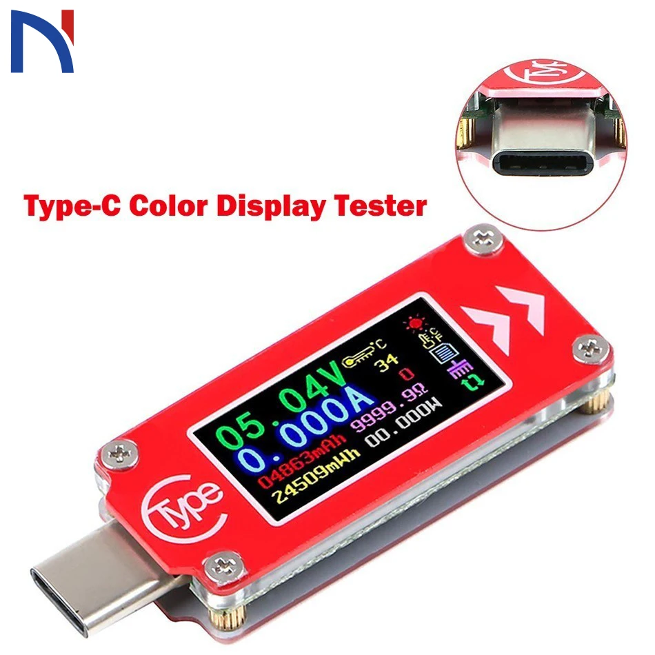 TC64 Type-C Voltmeter Ammeter Color LCD USB Voltage Current meter multimeter battery PD charge power bank USB Tester Red
TC64 Type-C Voltmeter Ammeter Color LCD USB Voltage Current meter multimeter battery PD charge power bank USB Tester Red