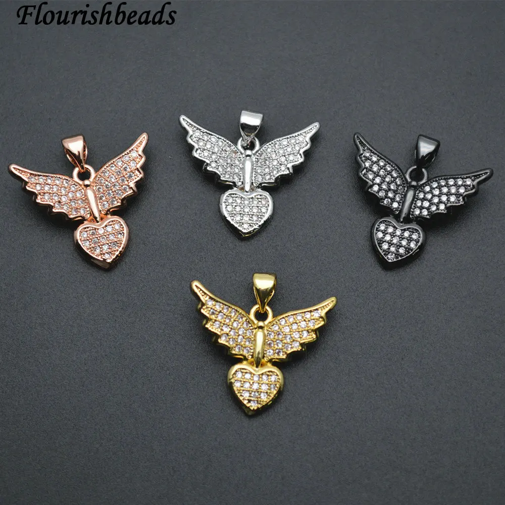 Cute Double Wing and Heart Charms Paved CZ Beads Metal Copper Pendant Fit Fashion Jewelry Making 10pc Per Lot
Cute Double Wing and Heart Charms Paved CZ Beads Metal Copper Pendant Fit Fashion Jewelry Making 10pc Per Lot
