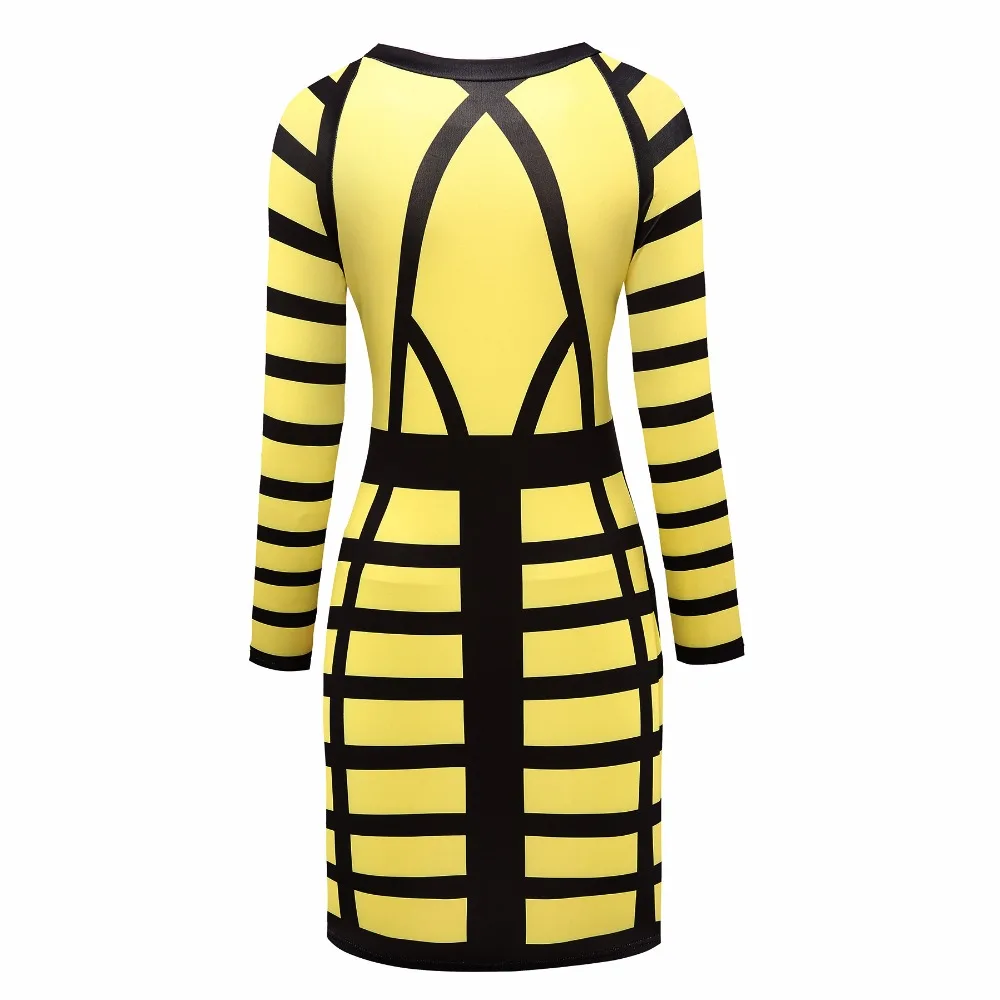 Kostlich Autumn 2017 Women O-Neck Long Sleeve Print Dress Mini Sexy Bodycon Women Dress Plus Size NightClub Wear Bandage Dress (39)