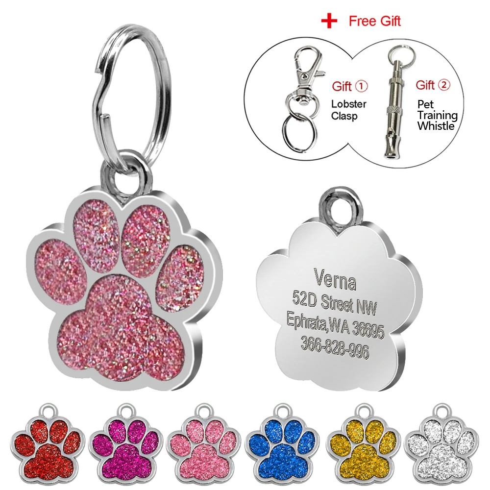 Glitter Paw Customer Pet ID Tags Dog Accessories 6 Colors Personalized Engraved For Dog & Cat Reflective Paw Print Tag
Glitter Paw Customer Pet ID Tags Dog Accessories 6 Colors Personalized Engraved For Dog & Cat Reflective Paw Print Tag