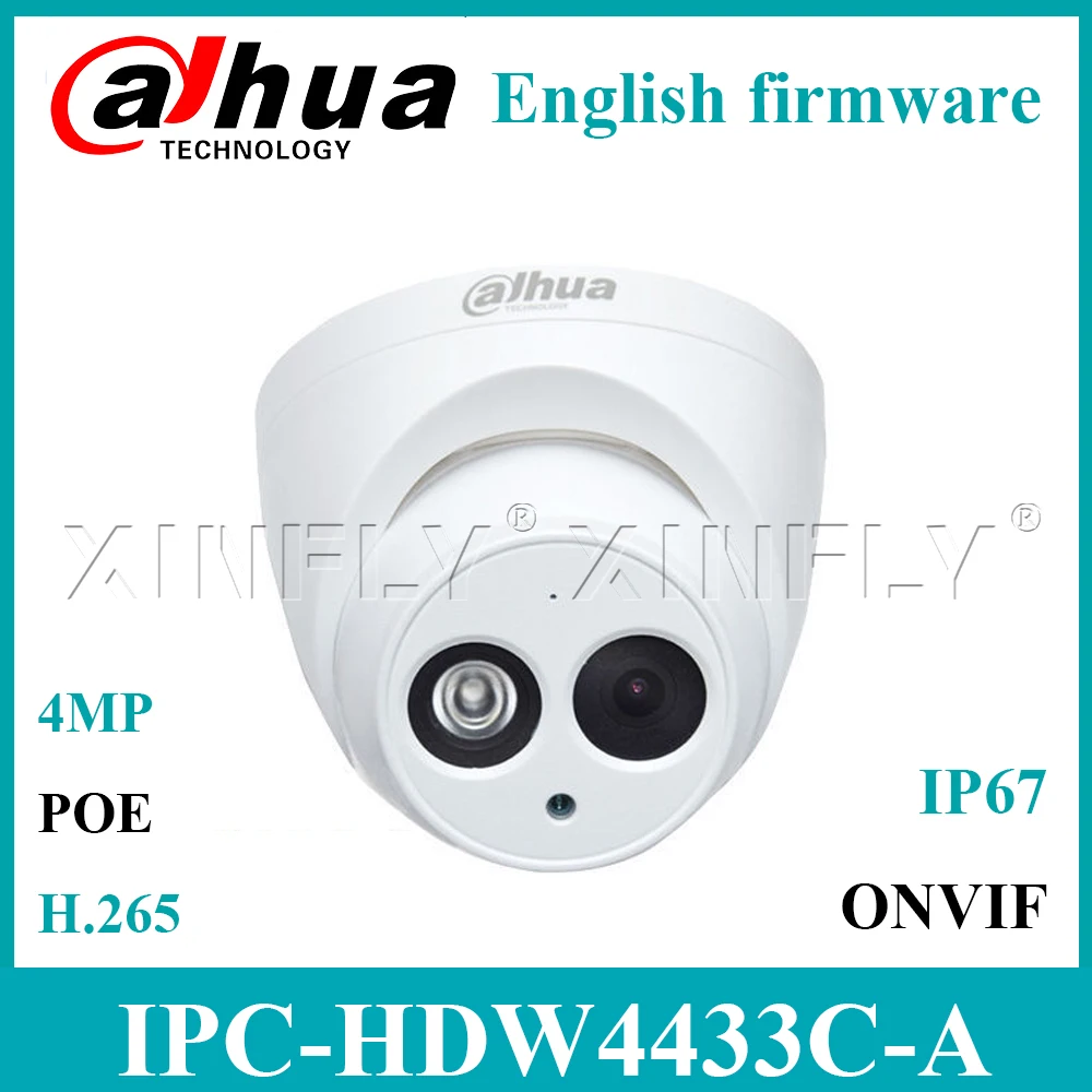 Dahua IPC HDW4433C A 4MP POE сетевая камера видеонаблюдения IP мини купольная Многоязычная IR30m