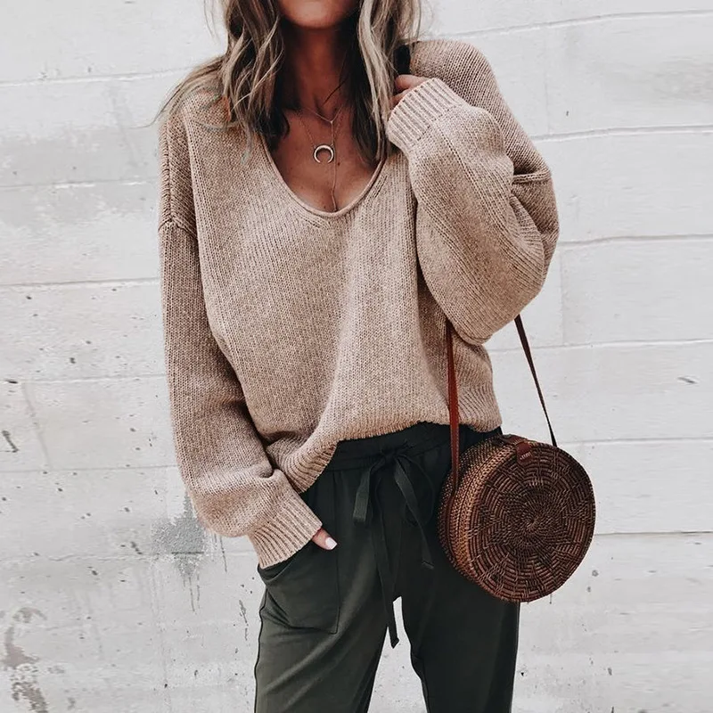 Womens Sweater Promotion Spring Autumn Knitted Sweaters Fashion Casual Coats Woman Loose V-neck Long-sleeve Tops High Qualtiy
Womens Sweater Promotion Spring Autumn Knitted Sweaters Fashion Casual Coats Woman Loose V-neck Long-sleeve Tops High Qualtiy