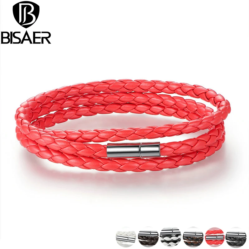 BISAER 6 Color Wholesale Long Chain Adjustable Magnet Buckle Unisex Leather Bracelets for Women and Men Fashion Jewelry WEV0063
BISAER 6 Color Wholesale Long Chain Adjustable Magnet Buckle Unisex Leather Bracelets for Women and Men Fashion Jewelry WEV0063