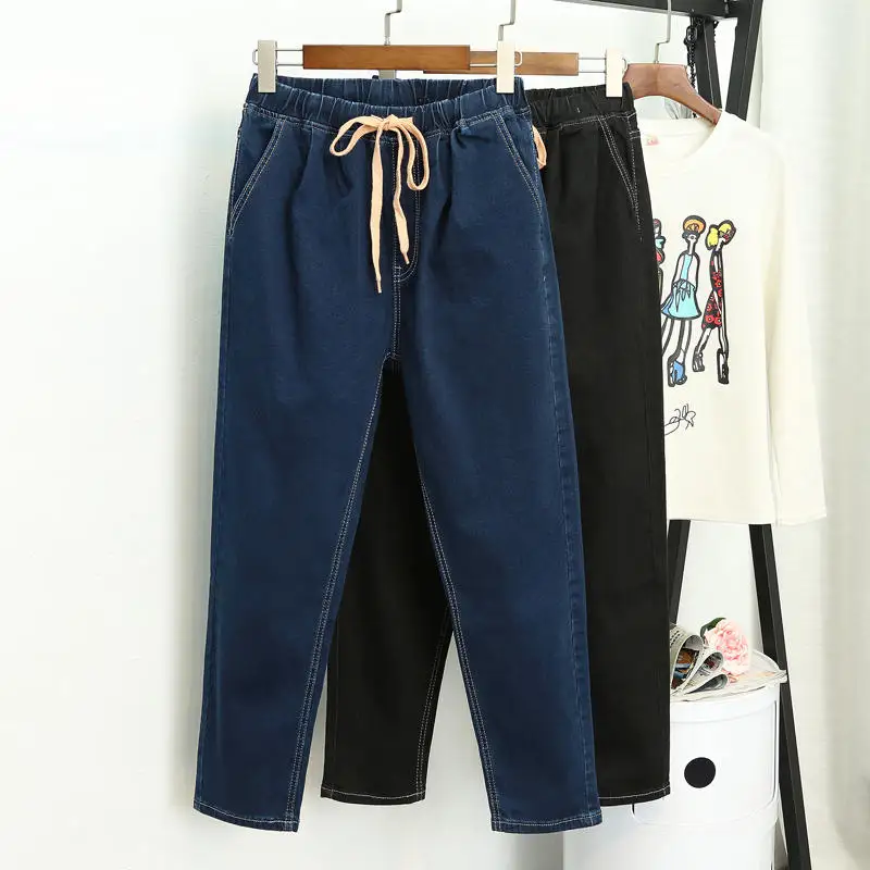 Plus Velvet Autumn Winter Jeans Woman Lace Up High Waist Jeans Denim Harem Pants Black Plus Size Boyfriend Jeans Women 5XL C5660
Plus Velvet Autumn Winter Jeans Woman Lace Up High Waist Jeans Denim Harem Pants Black Plus Size Boyfriend Jeans Women 5XL C5660