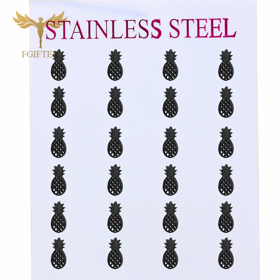 FGifter Cute Pineapple Earrings for Girls Black Stainless Steel Ear Studs Jewelry Kids Gift Wholesale 12 Pairs Lot
FGifter Cute Pineapple Earrings for Girls Black Stainless Steel Ear Studs Jewelry Kids Gift Wholesale 12 Pairs Lot