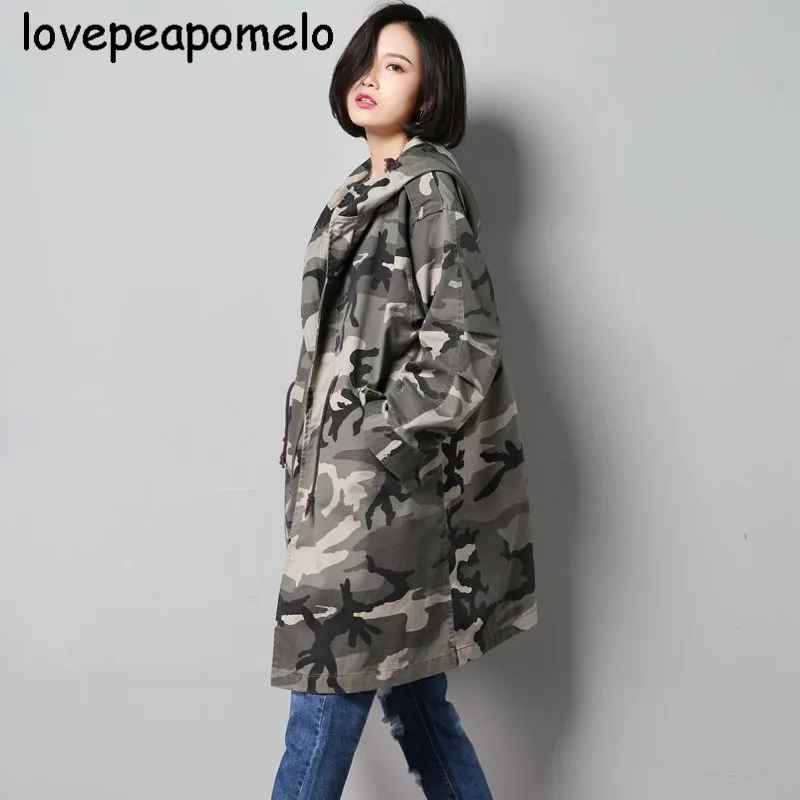 Women's Windbreaker Spring And Autumn Military Green Overcoats Lage Size Camouflage Hoodies Loose Female Print Long Coat J397
Women's Windbreaker Spring And Autumn Military Green Overcoats Lage Size Camouflage Hoodies Loose Female Print Long Coat J397