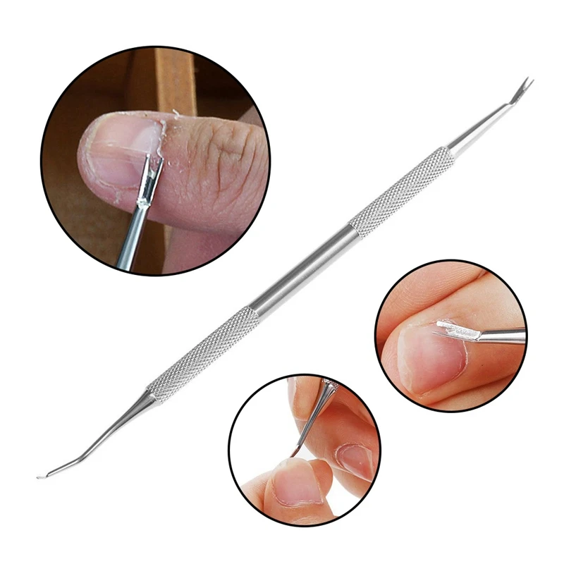

1 Pcs Cuticle Pusher Remover Spoon Trimmer Metal Double Sided Finger Dead Skin Fork Push Nail Art DIY Manicure Pedicure Tool