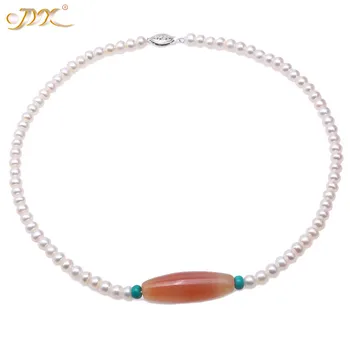 JYX 2019 Elegant big bead 6-6.5mm Flatly Round White Cultured Freshwater Pearl Necklace with shaped red agate 18" for Women
JYX 2019 Elegant big bead 6-6.5mm Flatly Round White Cultured Freshwater Pearl Necklace with shaped red agate 18" for Women