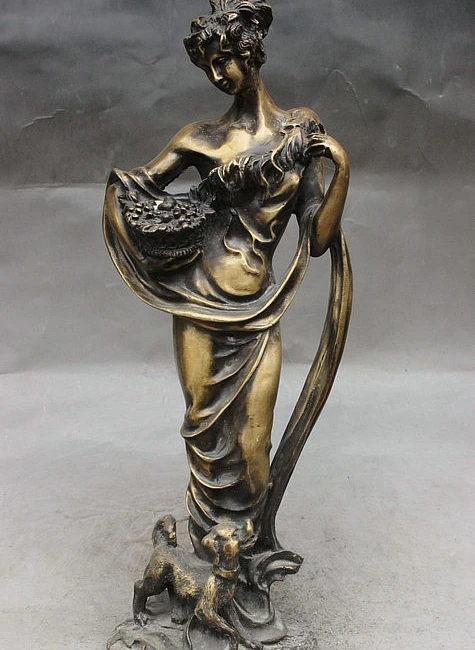 18" Royal Palace Bronze Pretty Girl Sexy Beautiful Woman Basket With Dog Statue
18" Royal Palace Bronze Pretty Girl Sexy Beautiful Woman Basket With Dog Statue