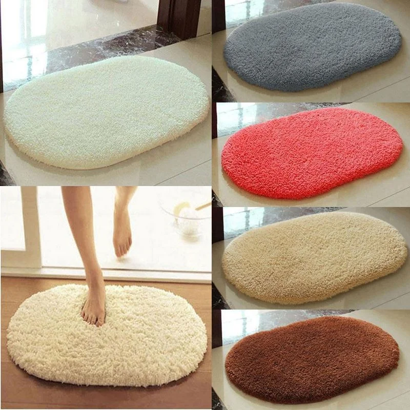 

60*40cm Non-slip Anti-Skid Fluffy Shaggy Area Rug Home Bedroom Bathroom Floor Door Mat Non-toxic Resistant Seat Pad