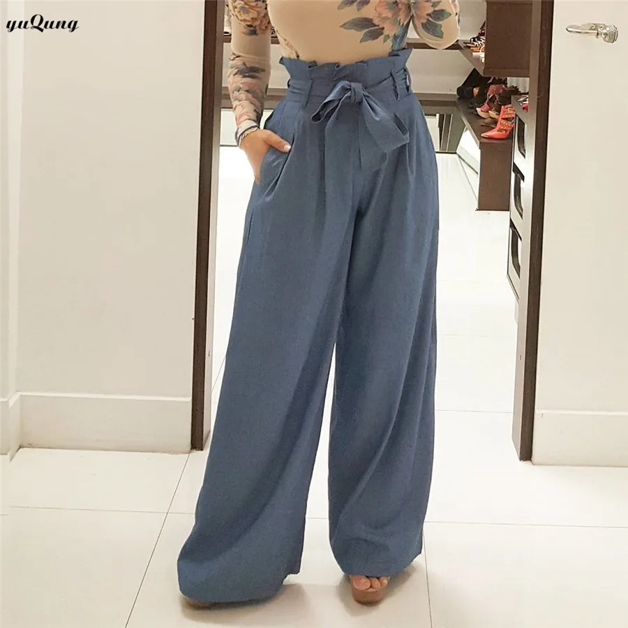 yuqung Women Cotton Loose Elegant Pockets Long Trousers ruffles High Waist belt Wide Leg Pants 2017 new CalCa Feminina M05
yuqung Women Cotton Loose Elegant Pockets Long Trousers ruffles High Waist belt Wide Leg Pants 2017 new CalCa Feminina M05