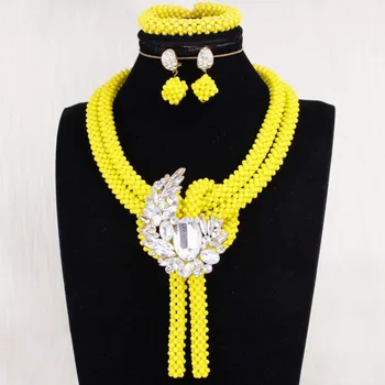 Crystal Bridal Jewellery Set Gold Yellow Costume Jewelry 100% Handmade African Necklace Set For Black Women Free Shipping 2019
Crystal Bridal Jewellery Set Gold Yellow Costume Jewelry 100% Handmade African Necklace Set For Black Women Free Shipping 2019