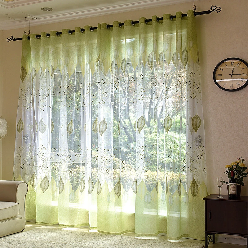 Image [byetee] Window Tulle Kitchen Organza Sheer Bead Door Green Curtains For Living Room Yarn Curtain Fabrics Bedroom Drapes Voile