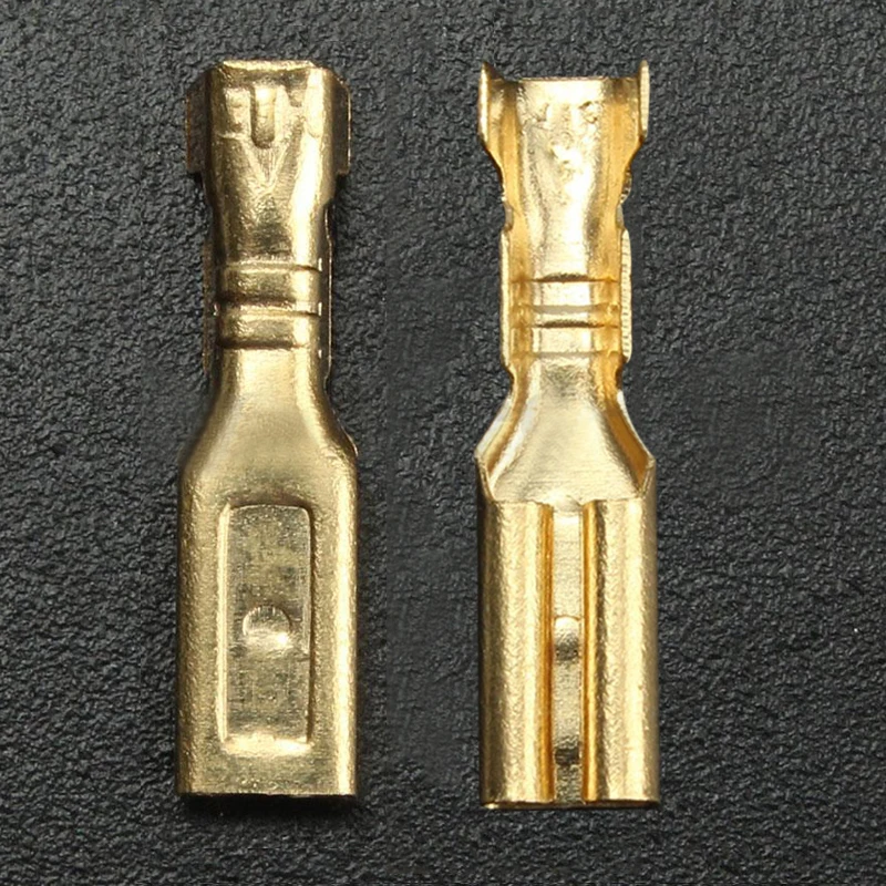 100pcs Mayitr Female Spade Connectors 2.8mm Brass Crimp Terminal with Transparent Insulating Sleeve