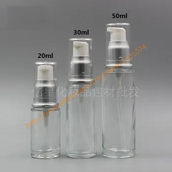 20ml/30ml/50ml clear Bottle With matte silver aluminum lotion pump,for lotion/essential oil,cosmetic bottle for liquid cream
20ml/30ml/50ml clear Bottle With matte silver aluminum lotion pump,for lotion/essential oil,cosmetic bottle for liquid cream