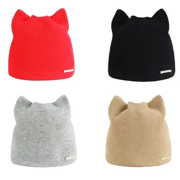 Womens Girls Knitted Crochet Solid Color Beanie Cap Cute Cat Ears Acrylic Fiber Ski Hat Elastic Winter Warmer Portector
Womens Girls Knitted Crochet Solid Color Beanie Cap Cute Cat Ears Acrylic Fiber Ski Hat Elastic Winter Warmer Portector