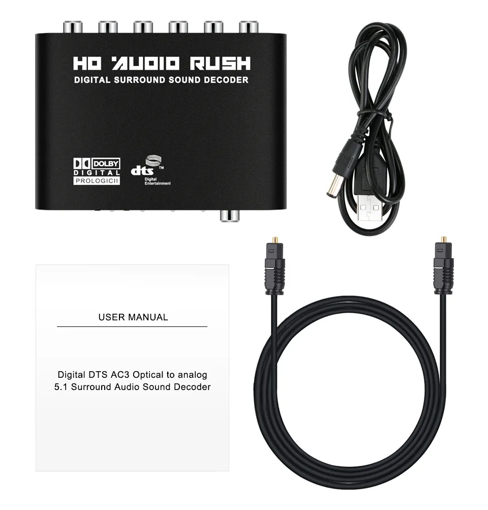 Home Theater 5.1 Audio Decoder 2.15.1 Channel Converter Surround Sound Digital to Analog 3.5mm Optical Adapter AC-3 Dolby (8)