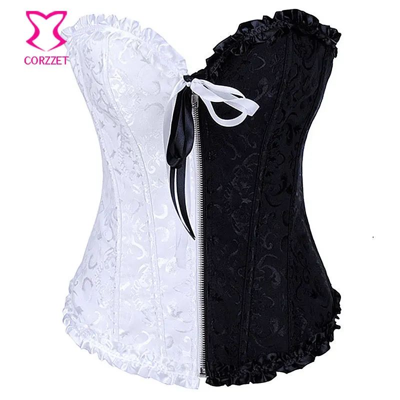 

White/Black Victorian Espartilhos Corset Corselet Overbust Sexy Gotico Wedding Corsets Korsett for Women Waist Training Bustier