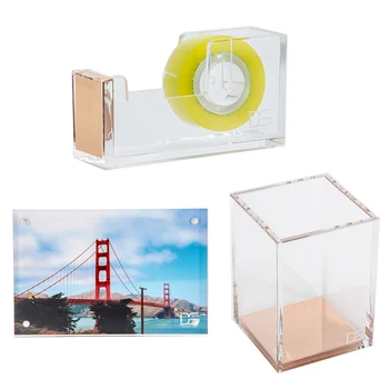 3pcs/set Acrylic & Gold Pen Cup Holder + Acrylic Photo Frame +Acrylic Tape Dispenser desk kit
3pcs/set Acrylic & Gold Pen Cup Holder + Acrylic Photo Frame +Acrylic Tape Dispenser desk kit