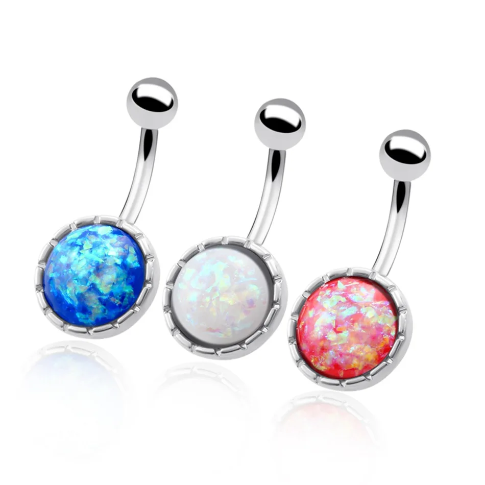 14g Surgical Steel Iridescent Resin Opal Belly Button Ring 
14g Surgical Steel Iridescent Resin Opal Belly Button Ring