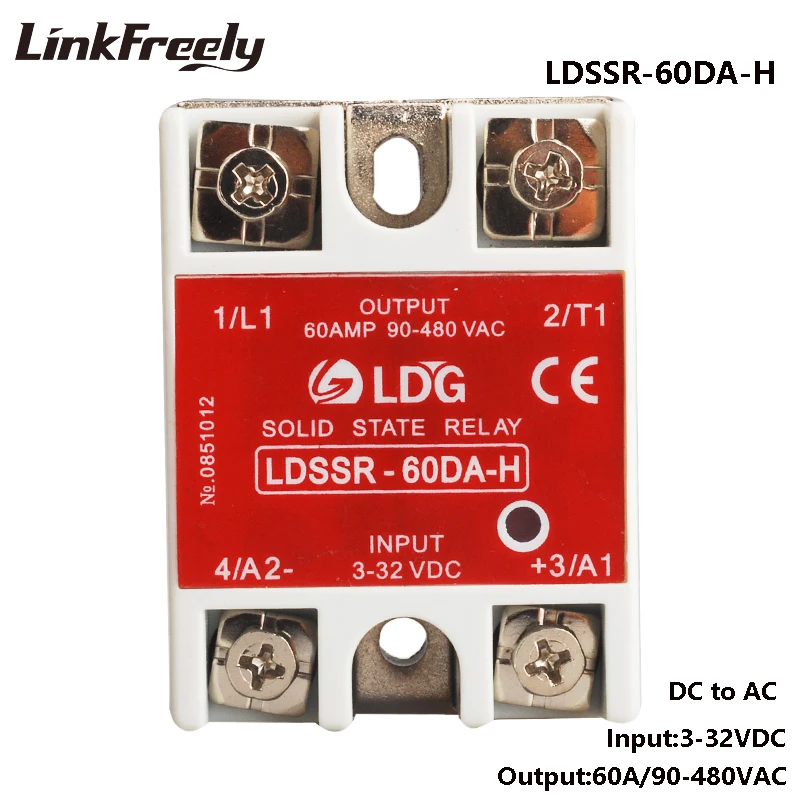 SSR-60DA-H Solid State Relay 60A 220V 90-480VAC DC-AC Output Input 3V 3.3V 5V 12V 24V 32V DC SSR Relay Switch Board SSR 60DA -H
SSR-60DA-H Solid State Relay 60A 220V 90-480VAC DC-AC Output Input 3V 3.3V 5V 12V 24V 32V DC SSR Relay Switch Board SSR 60DA -H