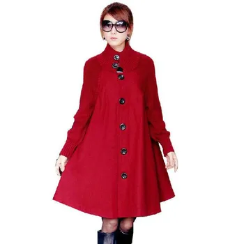 2018 Women's wool coat long loose plus size cape woolen coat stand collar knit sweater overcoat
2018 Women's wool coat long loose plus size cape woolen coat stand collar knit sweater overcoat