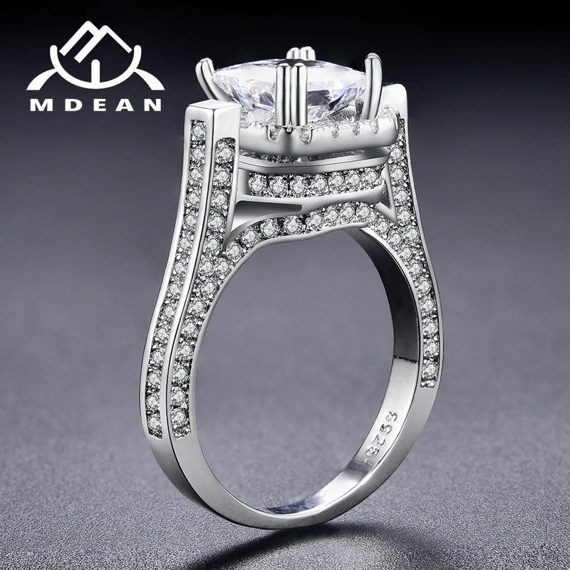 MDEAN Big White Stone Ring Gold Color Rings for Women Wedding AAA Zircon Jewelry Engagement Bague Size 6 7 8 9 10 H119 | Украшения и