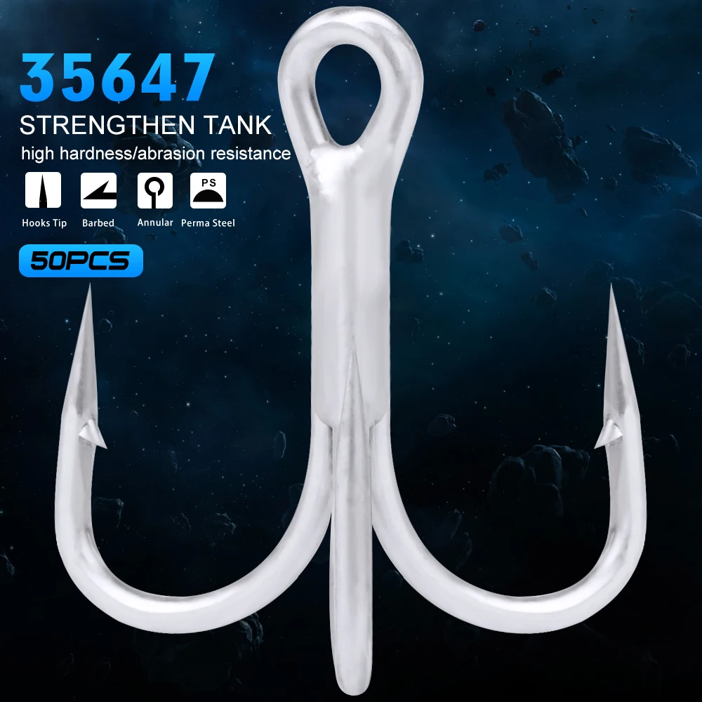 50PC Fishing Hook High Carbon Steel FISHHOOK Overstriking Antirust Fishing Tackle 1/0#-3/0# High Carbon Steel Treble Hook
50PC Fishing Hook High Carbon Steel FISHHOOK Overstriking Antirust Fishing Tackle 1/0#-3/0# High Carbon Steel Treble Hook