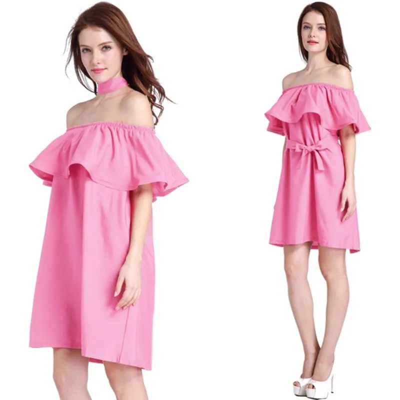 Hot sale summer women dress sexy slash neck off the shoulder Lotus leaf loose dress colorful Bow tie dress women clothing F0189
Hot sale summer women dress sexy slash neck off the shoulder Lotus leaf loose dress colorful Bow tie dress women clothing F0189