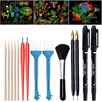 14PCS Art Tools Set with Bamboo Sticks Scraper Repair Scratch Pen Black Brush for Kids Children Birthday Christmas Gift
14PCS Art Tools Set with Bamboo Sticks Scraper Repair Scratch Pen Black Brush for Kids Children Birthday Christmas Gift