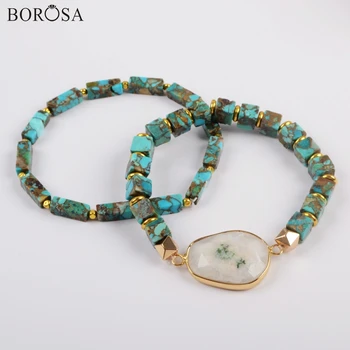 BOROSA Gild White Solar Quartz Square Cooper Turquoises Beads Bracelet Natural Blue Stones Beaded Bracelets Boho Bracelet G1824
BOROSA Gild White Solar Quartz Square Cooper Turquoises Beads Bracelet Natural Blue Stones Beaded Bracelets Boho Bracelet G1824