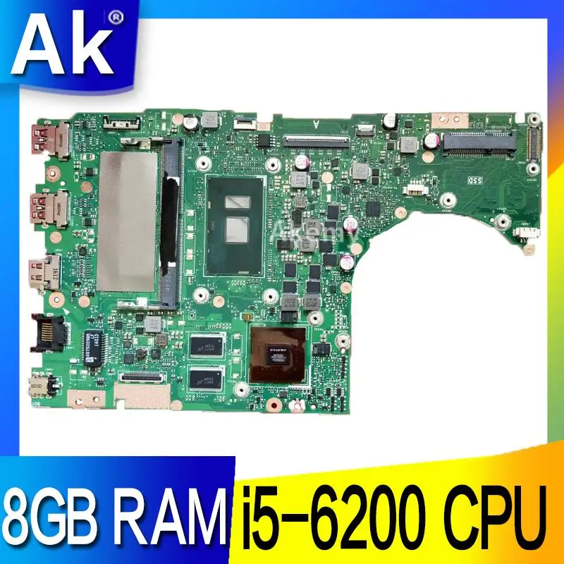 AK с 8GB RAM i5-6200 cpu для For Asus K401UB K401U A401UB K401UQ материнская плата ноутбука протестирована