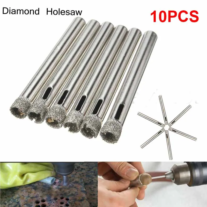 10Pcs/set Diamond Holesaw Drill Bits Tool 6mm Tile Glass Slate Porcelain Marble Tool accessories
10Pcs/set Diamond Holesaw Drill Bits Tool 6mm Tile Glass Slate Porcelain Marble Tool accessories