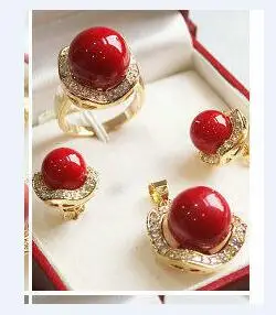 real newjewelry Women's Wedding design! wonderful 11*14MM ROUND RED CORAL SOUTH SEA SHELL PEARL earrings ring & pendant set
real newjewelry Women's Wedding design! wonderful 11*14MM ROUND RED CORAL SOUTH SEA SHELL PEARL earrings ring & pendant set