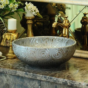 Porcelain Art Bathroom Sink Lavabo Washbasin Sink counter top toilet bowls rose engrave silver ceramic wash basin bathroom sink
Porcelain Art Bathroom Sink Lavabo Washbasin Sink counter top toilet bowls rose engrave silver ceramic wash basin bathroom sink
