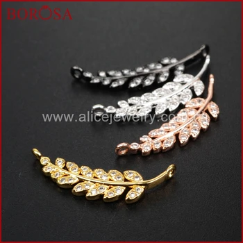 BOROSA New Shining Cubic Zirconia Leaf Charms For Jewelry Making Micro Pave Charms Pendant Connectors for Women Jewelry WX369
BOROSA New Shining Cubic Zirconia Leaf Charms For Jewelry Making Micro Pave Charms Pendant Connectors for Women Jewelry WX369