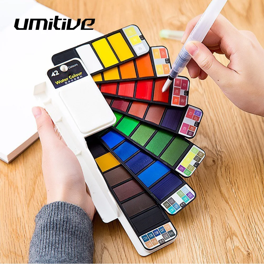 Umitive 18/25/33/42 Colors Solid Watercolor Paint Set With Paintbrush Travel Foldable Watercolor Paint Palette For Student Art
Umitive 18/25/33/42 Colors Solid Watercolor Paint Set With Paintbrush Travel Foldable Watercolor Paint Palette For Student Art
