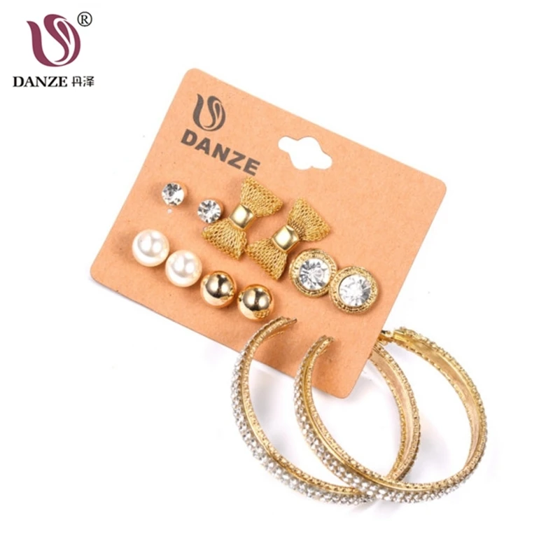 DANZE 2018 Punk Trendy Gold Color Women Bowknot Circle Stud Earrings Set For Women Female Piercing Jewelry Brincos 6 Pairs/set
DANZE 2018 Punk Trendy Gold Color Women Bowknot Circle Stud Earrings Set For Women Female Piercing Jewelry Brincos 6 Pairs/set