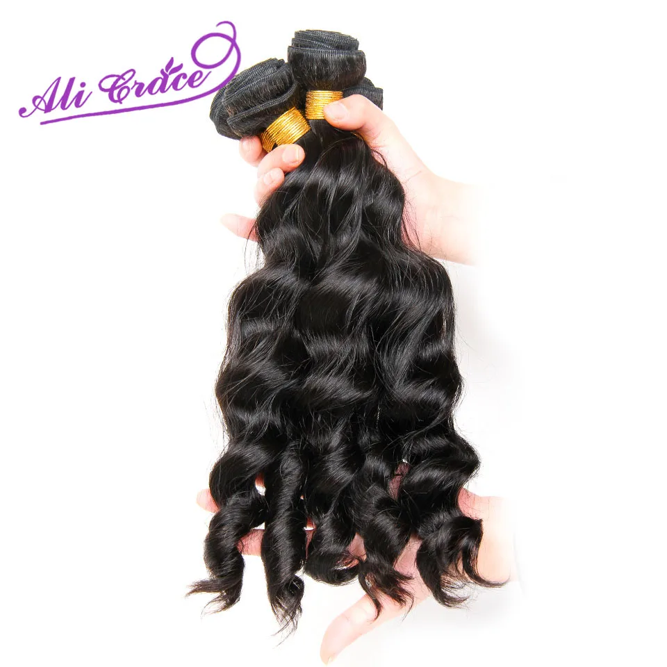 

ALI GRACE Hair Peruvian Loose Human Hair 3 Bundles Deal 10-28inch Hair Weave Natural Color Free Shipping Remy Hair