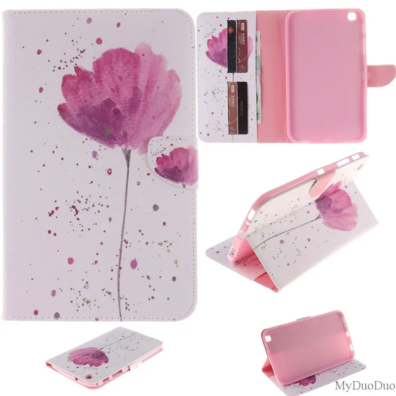 Stand Flip Wallet Case For Samsung Galaxy Tab 3 8.0 inch Cases SM T310 T311 T315 Tablet Back Cover Stand Two Sides Painted Bag (28)