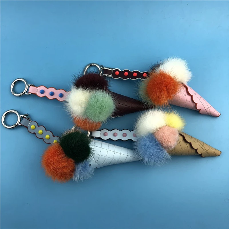 Fashion Brand Fluffy Mix Mink Fur Pom Pom Keychain Key Ring Leather Ice Cream Key Chain Key Holder Bag Charm Pendant Women Gift
Fashion Brand Fluffy Mix Mink Fur Pom Pom Keychain Key Ring Leather Ice Cream Key Chain Key Holder Bag Charm Pendant Women Gift