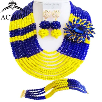 Brand ACZUV Nigerian Wedding Dubai Indian African Bridal Beads In Jewelry Set Royal Blue Yellow AN088
Brand ACZUV Nigerian Wedding Dubai Indian African Bridal Beads In Jewelry Set Royal Blue Yellow AN088