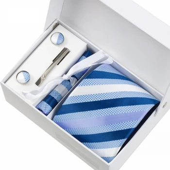 High Quality 2019 New Men 8CM Striped Ties Sets for Cufflink Cravat Tie Clips Handkerchief Wedding Business Necktie Gift Box
High Quality 2019 New Men 8CM Striped Ties Sets for Cufflink Cravat Tie Clips Handkerchief Wedding Business Necktie Gift Box