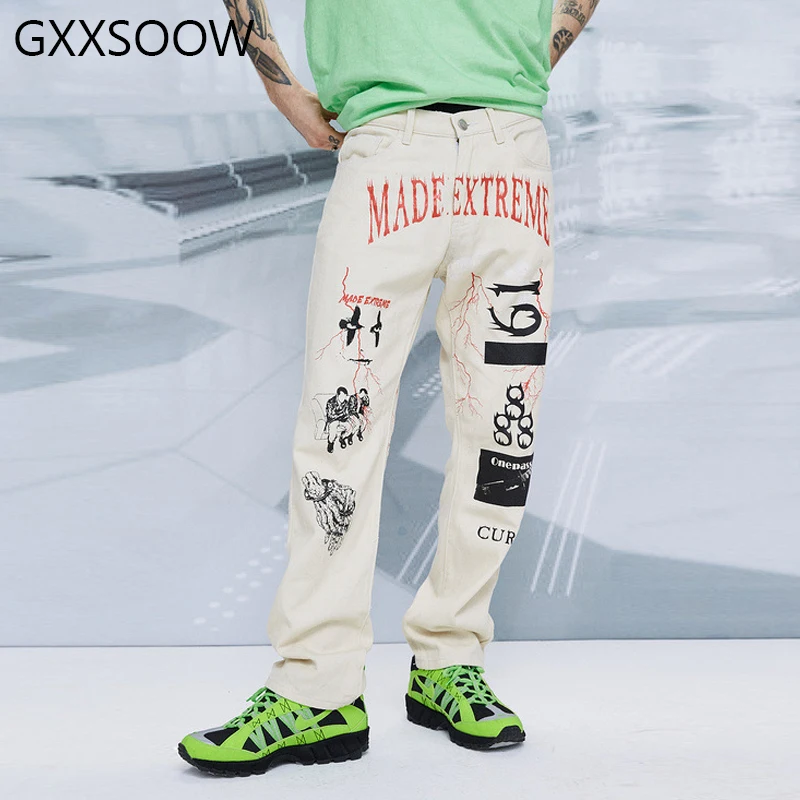 Harajuku Streetwear Denim Pants Men Vintage Graffiti Print Jeans 2019 Autumn Mens Hip Hop Casual Pant White Black Letter GM124
Harajuku Streetwear Denim Pants Men Vintage Graffiti Print Jeans 2019 Autumn Mens Hip Hop Casual Pant White Black Letter GM124