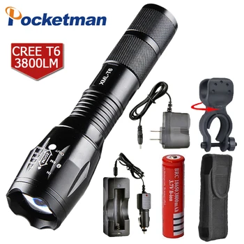 

100% Authentic E17 6000 Lumens 5-Mode XM-L T6 LED Flashlight Zoomable rechargeable Focus Torch by 1*18650 or 3*AAA