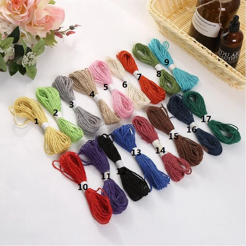 2mm 10yards Colorful Jute Rope Natural Label Cards String Gift Package Ribbon DIY Hemp Craft Supplier Scrapbook Wedding Decors
2mm 10yards Colorful Jute Rope Natural Label Cards String Gift Package Ribbon DIY Hemp Craft Supplier Scrapbook Wedding Decors