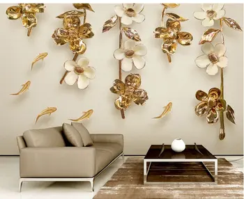 3D Wallpaper Art Mural For Living Room Large Painting Home Decor Golden White flowers fish Custom Photo Wallpaper
3D Wallpaper Art Mural For Living Room Large Painting Home Decor Golden White flowers fish Custom Photo Wallpaper